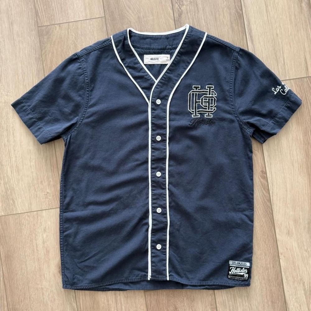 Hollister Los Angeles California Button-Front preppy Baseball Jersey Size small